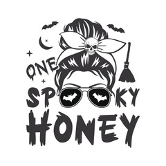 Spooky honey Halloween season skull bow, Happy Halloween designs