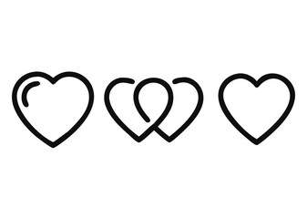 Heart vector icon Line, concept of love isolated on white