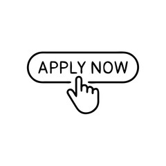Apply now icon in line style. flat Finger cursor isolated on white isolated background. Click button for app and web design .vector illustration