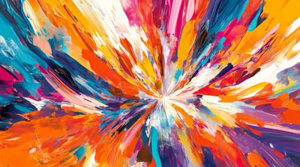 Obraz premium Vibrant abstract art bursting with color in a dynamic explosion of hues and patterns