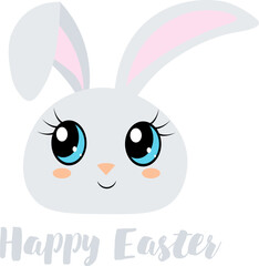 Happy Easter. Easter bunny and the inscription "Happy Easter" on a white background. For banners, cards, social networks. Vector