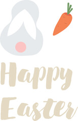 Happy Easter. Rabbit, carrot and the inscription "Happy Easter" on a white background. For banners, cards, social networks. Vector
