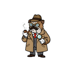 Fototapeta premium Detective dog in trench coat solving mysteries in classic noir style