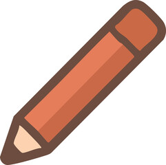 This is a simple cartoon-style illustration of a wooden pencil with a sharpened tip and an eraser on top, shown diagonally.