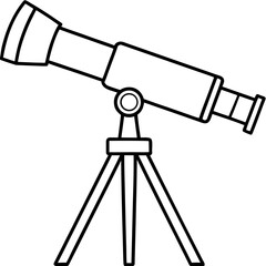 Telescope on Tripod – Art Silhouette Vector