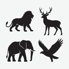 set of silhouettes of animals