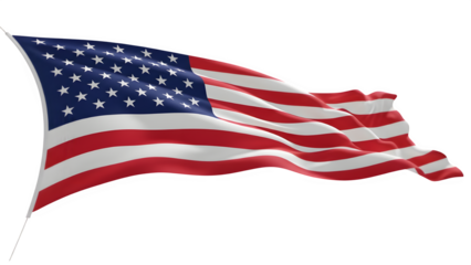 Waving American Flag on Black Background PNG 