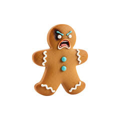 Obraz premium Angry gingerbread man missing limbs, perfect for holiday stress or comical injury metaphors