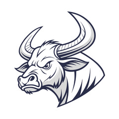 The head of a horned bull with a fierce face, Adobe Illustrator Artwork