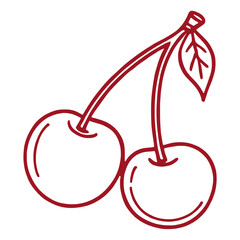 Red Cherry Outline Vector