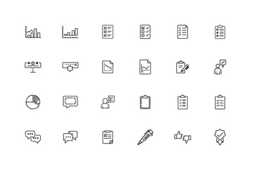 Collection outline icons for business analytics on chart graph