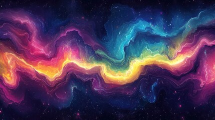 Obraz premium Vibrant cosmic cloudscape with swirling colors and twinkling stars abstract design