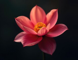 Fototapeta premium A close-up shot of a single pink flower against a black background