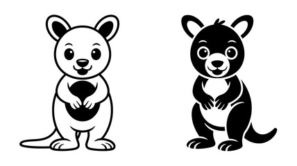 Two cartoon kangaroos, one white and one black.
