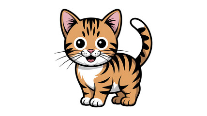 Obraz premium Cute cartoon tabby kitten, happy expression. 