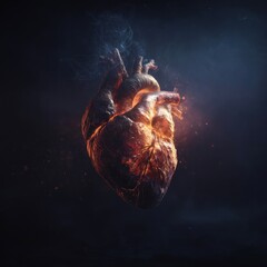 Abstract Glowing Heart Digital Art