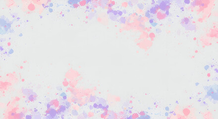 Soft Watercolor Border with Pink and Purple Spots on White Background