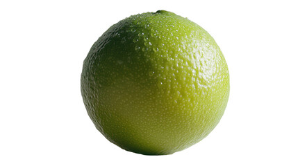Fresh ripe green avocado half and juicy lime slices isolated on a white background