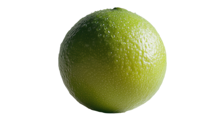 Fresh ripe green avocado half and juicy lime slices isolated on a white background