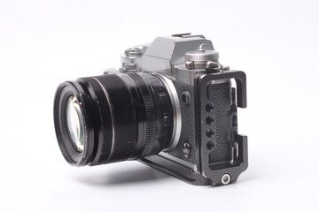 Fototapeta premium Digital camera with black lens. isolated on white background.