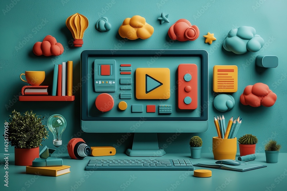 Aufkleber colorful educational computer interface with user-friendly and creative elements