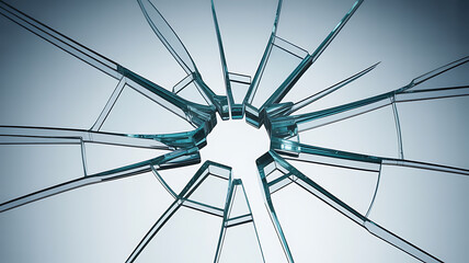 Fototapeta premium Shattered glass, radial cracks, a broken surface. 
