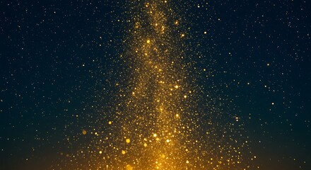 Obraz premium Golden glitter sparkles falling on a dark background creating a magical effect