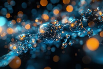 Abstract Scientific Illustration of Molecular Structure with Colorful Bubble Effects