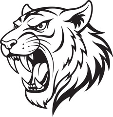 Tiger Line Art Vector Icons – Bold Jungle Animal, Outline Sketch, Tattoo, Chinese Zodiac, Coloring Page Design