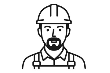 Obraz premium Illustration of a construction worker in line art style, depicted wearing overalls and a hard hat