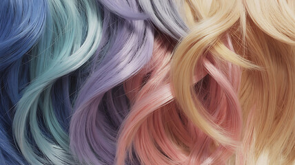 Naklejka premium Colorful, wavy hair in pastel shades. 