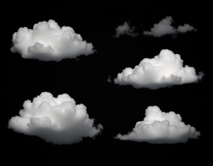 A collection of fluffy clouds against a gray sky