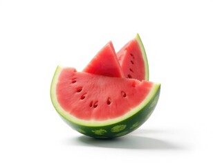 Fresh watermelon slice with a bite taken out, perfect for a snack or garnish