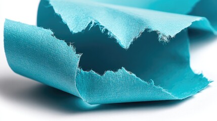 Teal Ripped Fabric Texture Closeup
