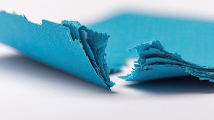 Torn Blue Paper Fragment On White Background