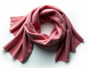 A pink scarf lying flat on a white background