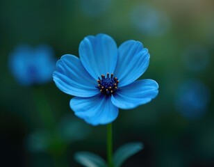 Fototapeta premium A detailed view of a bright blue flower with a blurred background