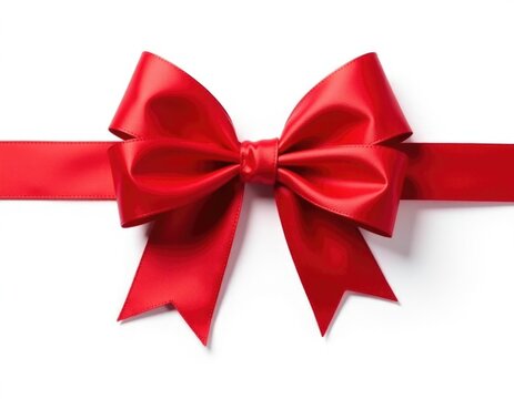 A single red bow tied onto a white background, simple and clean design