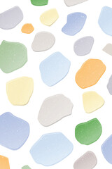 a seamless pattern composed of various abstract colorful stones, organic shapes in soft pastel colors