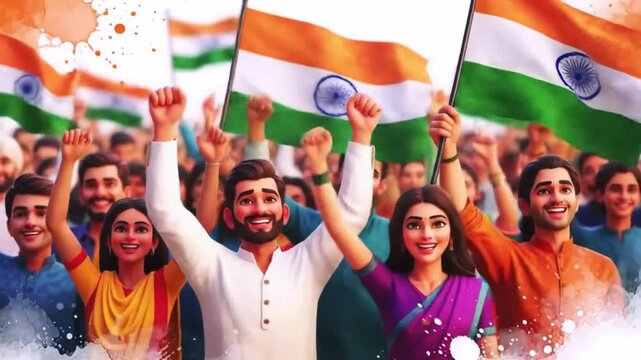 Indian people celebrating India's Independence Day