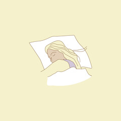 abstract flat logo design of sleeping woman