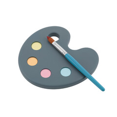 Artistic Palette with Vibrant Hues and a Brush, Ready for Creative Expression on clear display