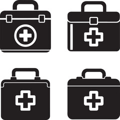 Obraz premium First Aid Kit Medical Box Emergency Supplies Vector Graphics