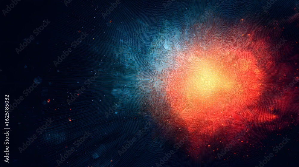 Wall mural fiery explosion in space, computer generated abstract background.