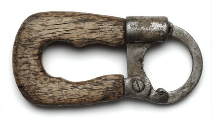 Antique Wooden And Metal Clasp