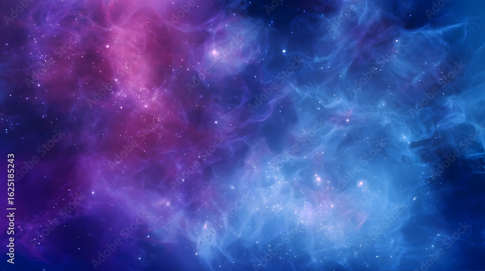 Poster cosmic space background with stars and nebula. purple and blue nebula in deep space. abstract backgr