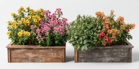 Naklejka premium The vibrant flower planters showcasing colorful blooms in stunning outdoor arrangement.