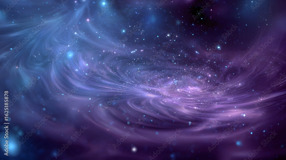 Wall mural abstract background with nebula and stars. fantasy fractal texture. blue abstract background for med