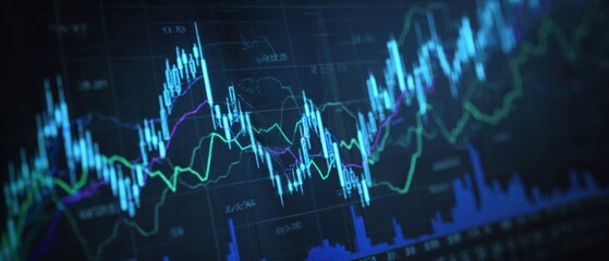 The dynamic financial chart illustrating stock market trends and analysis.