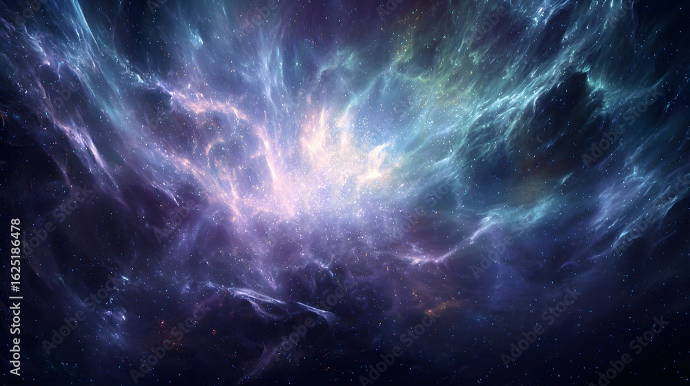 Wall mural abstract space background with nebula, stars and galaxies in outer space.